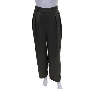 Vince Womens Solid Pleated Wide Leg Elastic Waist Trousers Green Size M